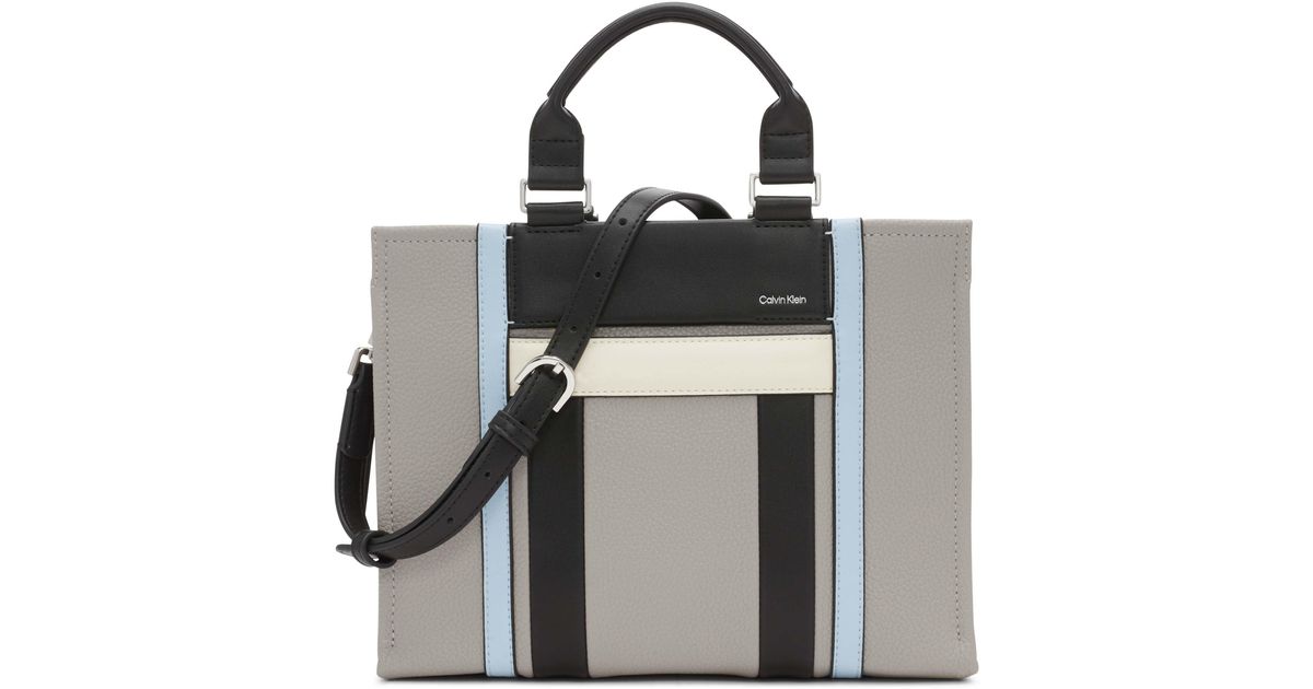 Calvin Klein Sol Triple Compartment Mini Satchel Box Crossbody in Black