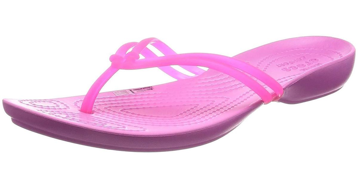 crocs pink flip flops