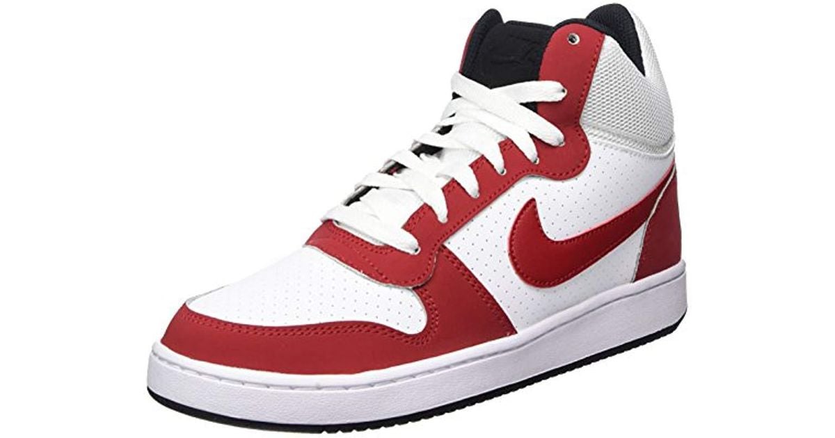 Nike Leather Court Borough Mid Basketball Shoes in Red for Men - Lyst