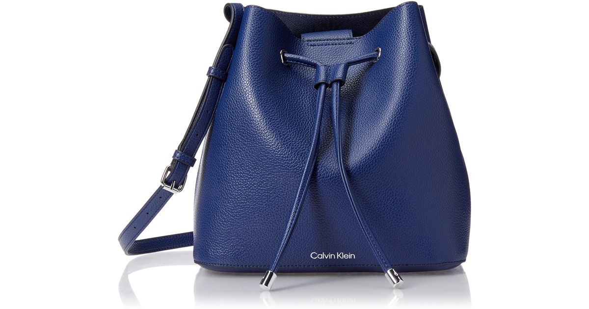 Calvin Klein Leather Gabrianna Novelty Bucket Shoulder Bag in Blue Lyst