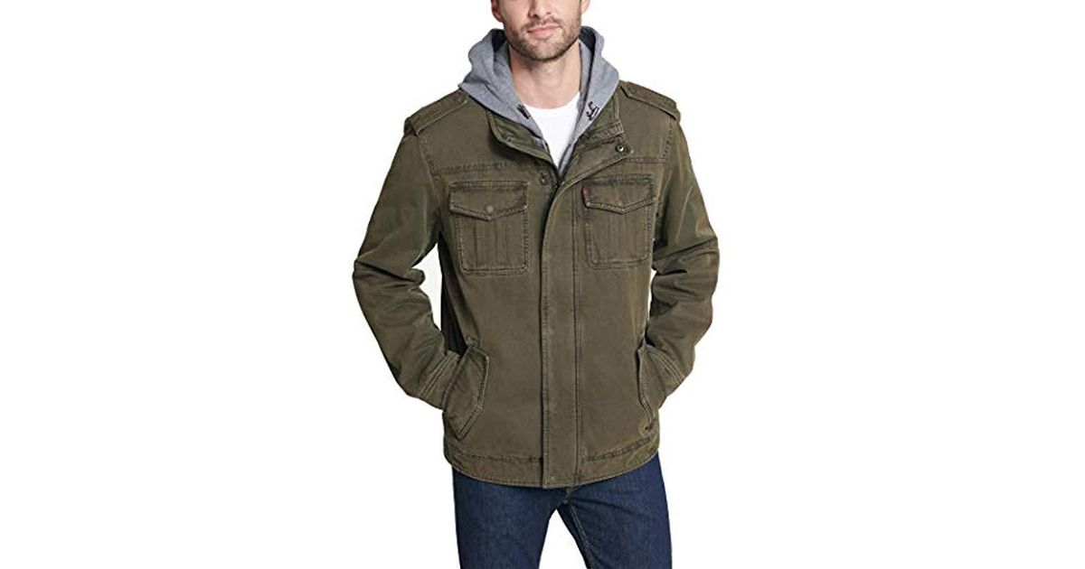 Washed Cotton Hooded Military Jacket 