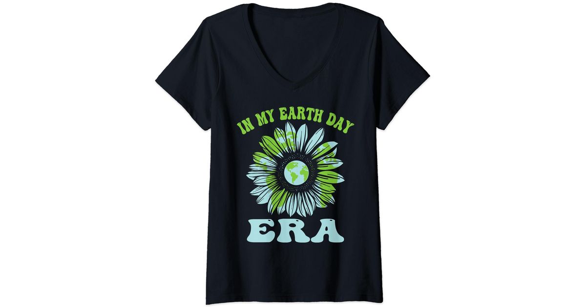 UGG S In My Earth Day Era Groovy Retro Earth Day 2024 Sunflower Vneck