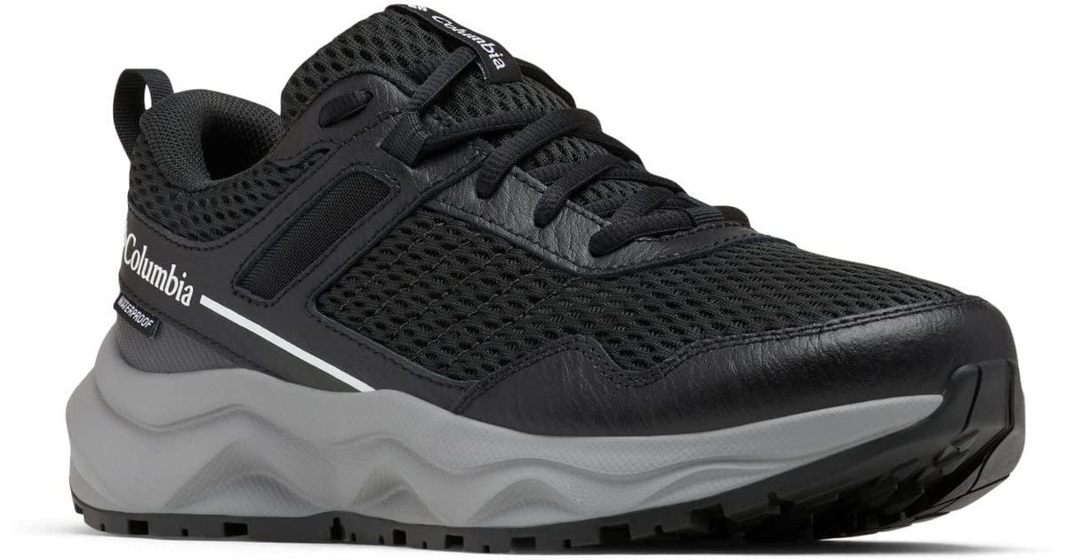 Columbia Synthetic Plateau Waterproof Hiking Shoe in Black/White (Black