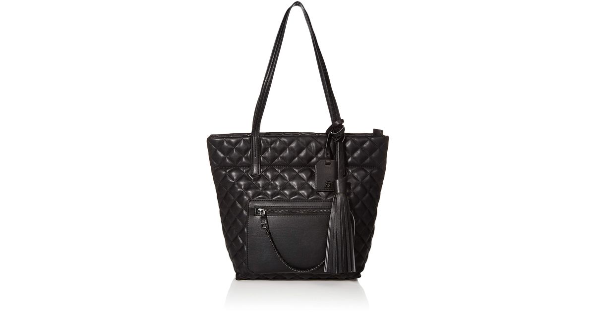 Steve Madden Quilted Tote in Black/Black (Natural) Lyst