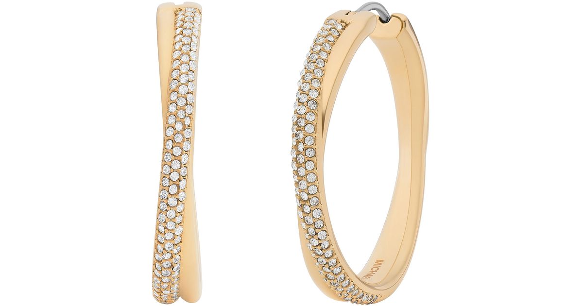 Michael Kors Stainless Steel And Pave Crystal Hoop Earrings For in Metallic Lyst UK