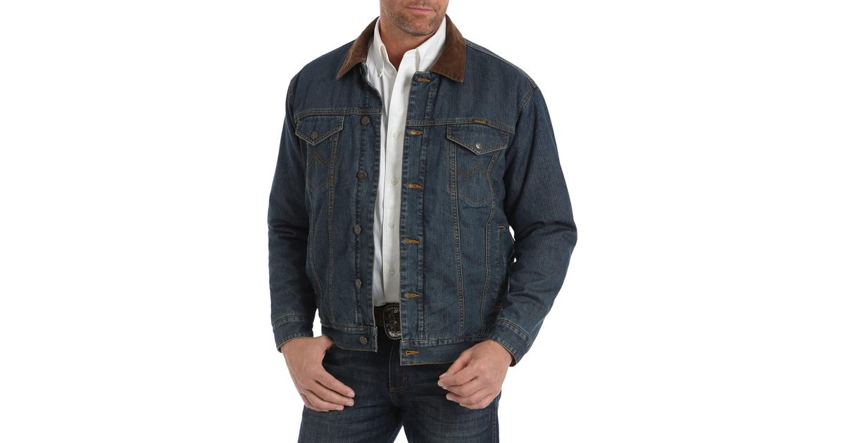 Wrangler Mens Concealed Carry Blanket Lined Denim Jacket in Indigo