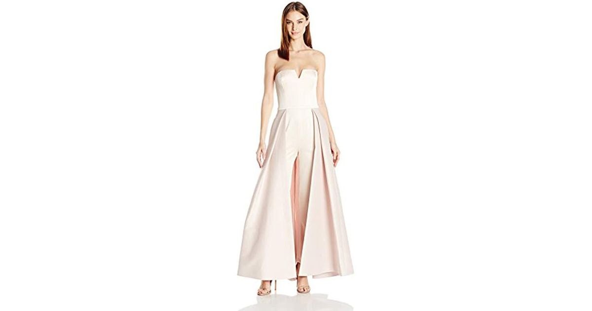formal jumpsuit with skirt overlay
