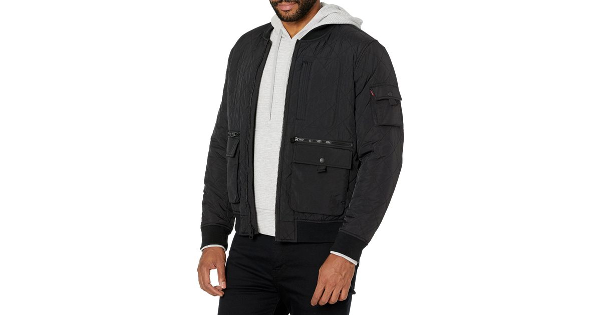 Levi's Quilted Utility Bomber Jacket in Black for Men Lyst