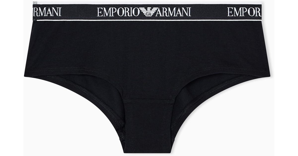 Emporio Armani Iconic Logo Band Cheeky Brief in Black | Lyst