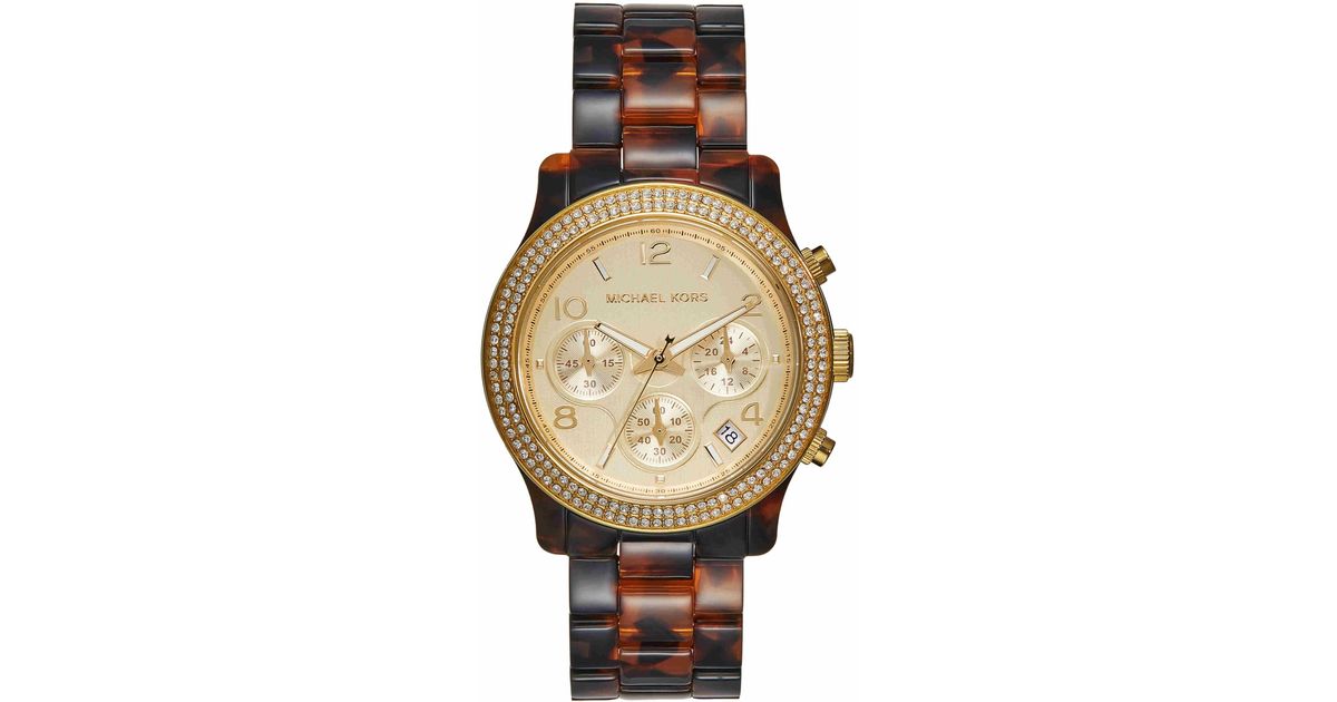 Acetate Runway Watch Metallic Kors Michael Chronograph | in Tortoise Lyst