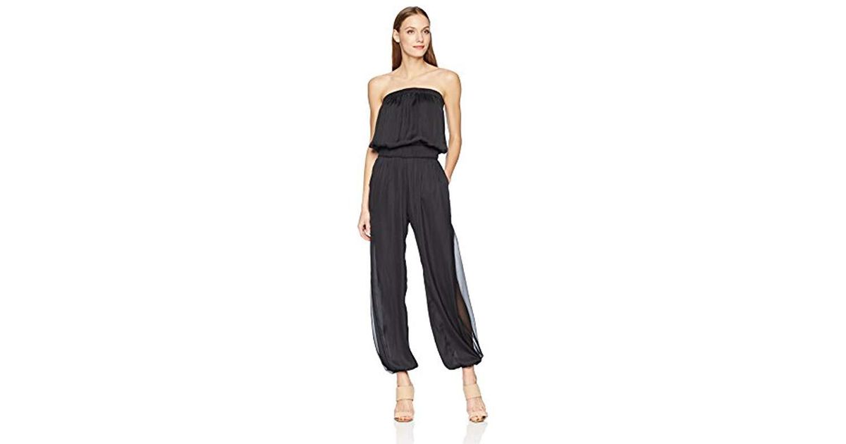 strapless ruched jumpsuit
