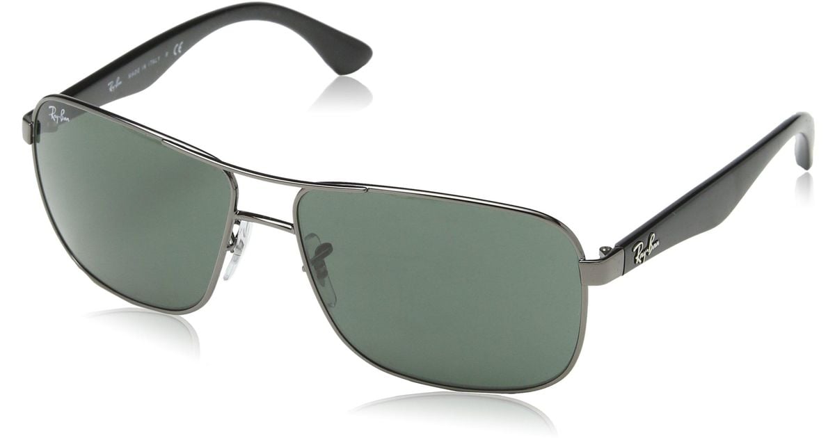 RayBan Rb3516 Metal Square Sunglasses in Green for Men Lyst RayBan Rb3516 Metal Square Sunglasses in Green for Men Lyst