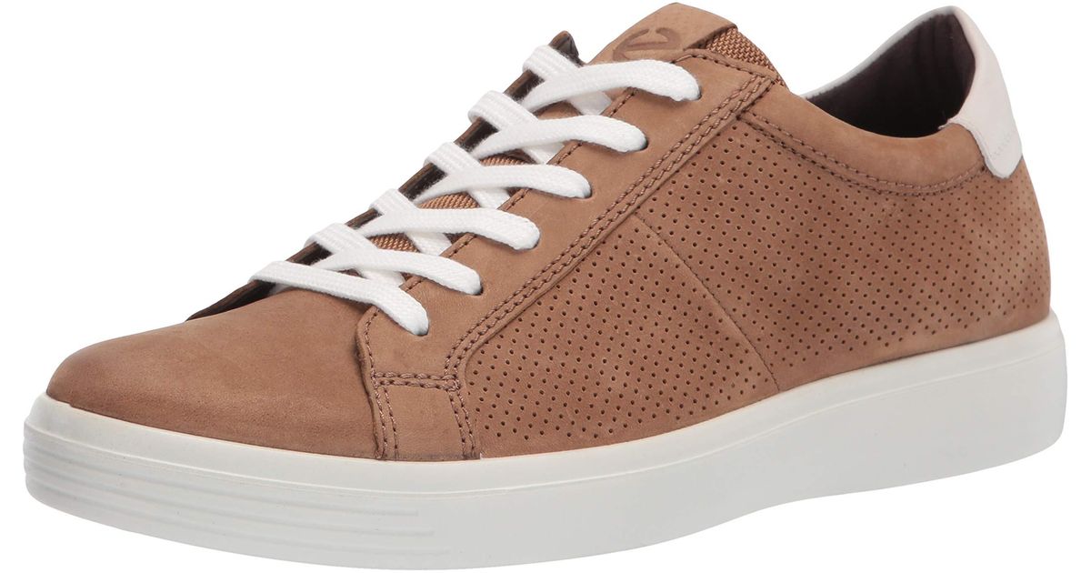 Ecco Leather Men's Soft Classic Summer Perforated Sneaker in Camel ...