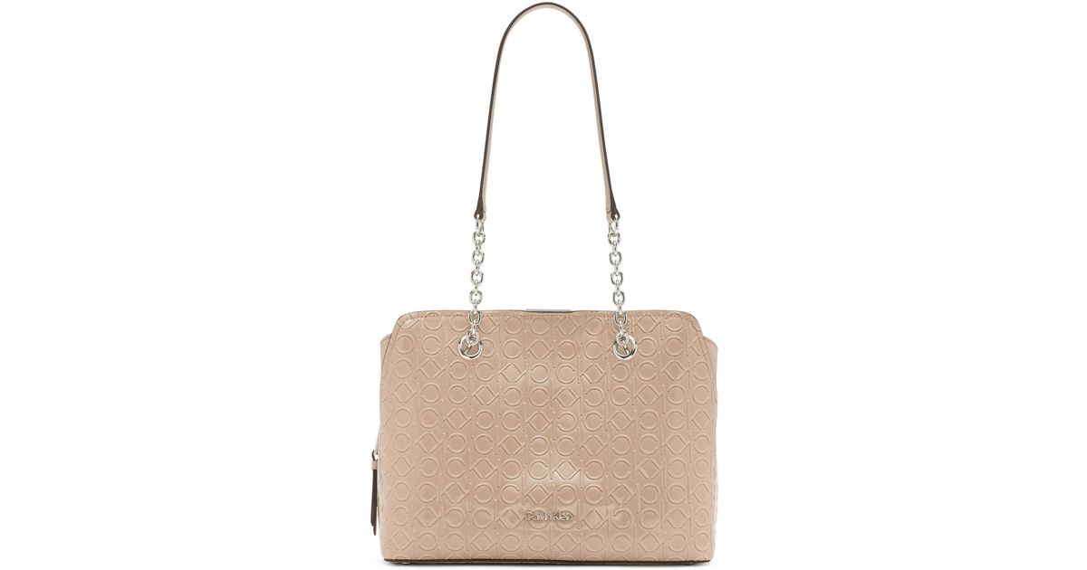 Calvin Klein Leather Hailey Micro Pebble Triple Compartment Chain