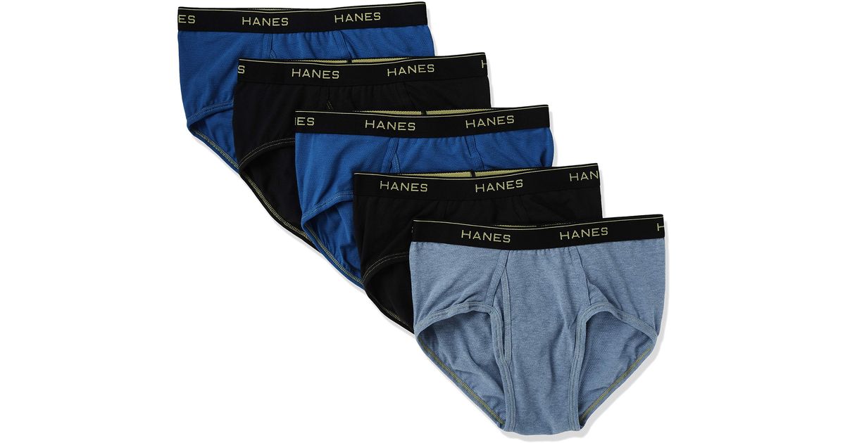 Hanes 5-pack Cool Comfort Lightweight Breathable Mesh Brief in Blue for Men