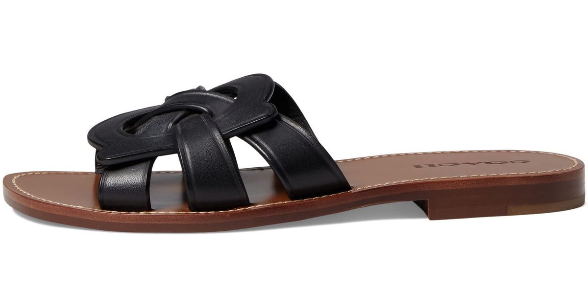 COACH Issa Leather Sandal Black 7.5 B | Lyst