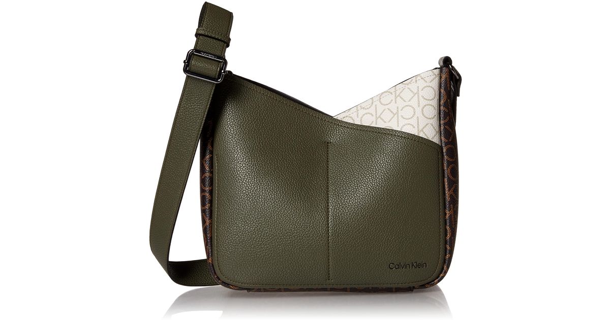 Calvin Klein Zoe Crossbody in Olive Night Patchwork (Green) Save 28