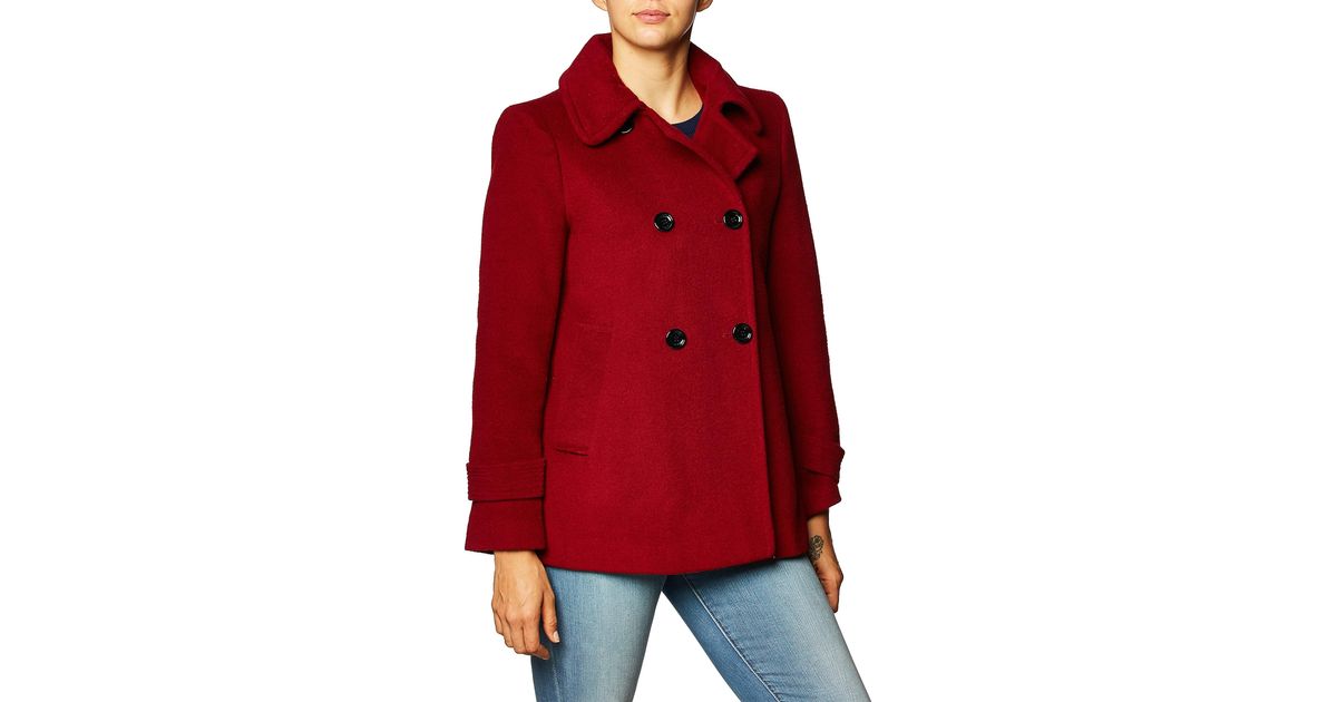 dark red peacoat