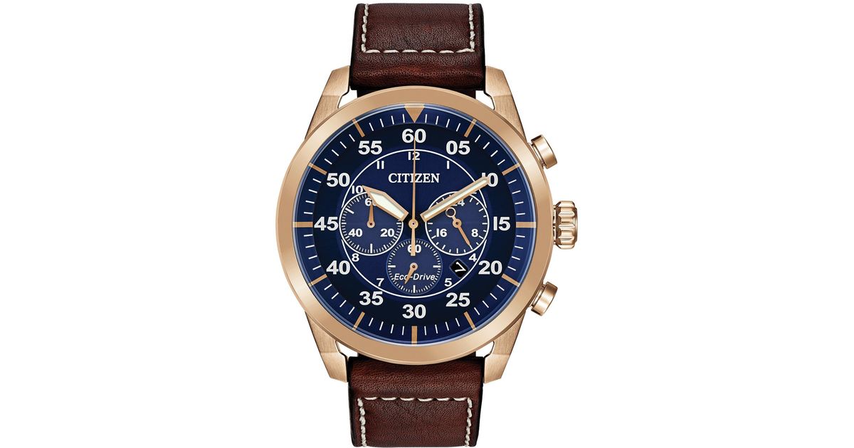 Citizen Eco drive Weekender Avion Chronograph Rose Gold tone Stainless Steel Case Watch in Blue for Men Lyst