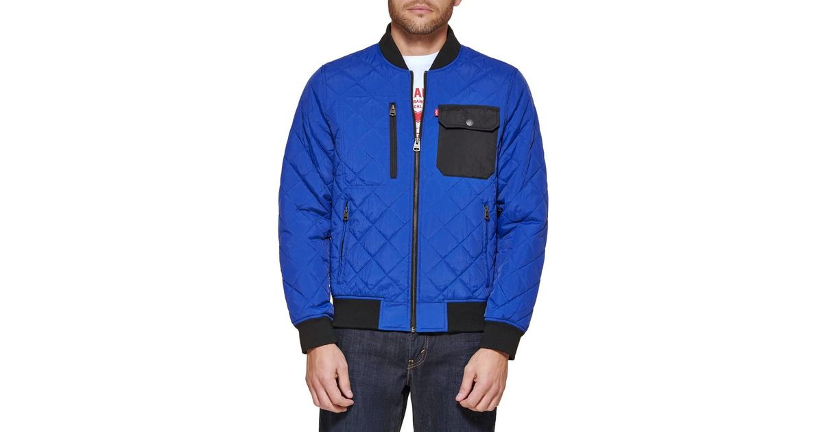 Levi's Diamond Quilted Bomber Jacket in Blue for Men Lyst