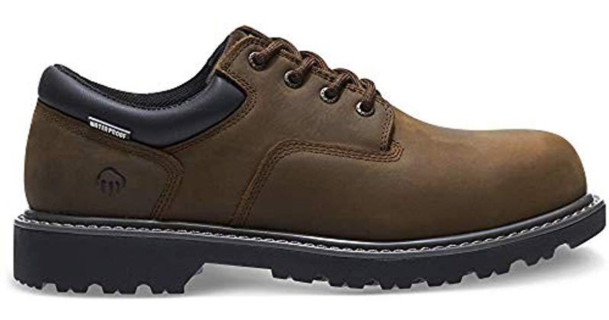 Wolverine Floorhand Oxford Waterproof Steel Toe Work Shoes in Brown for