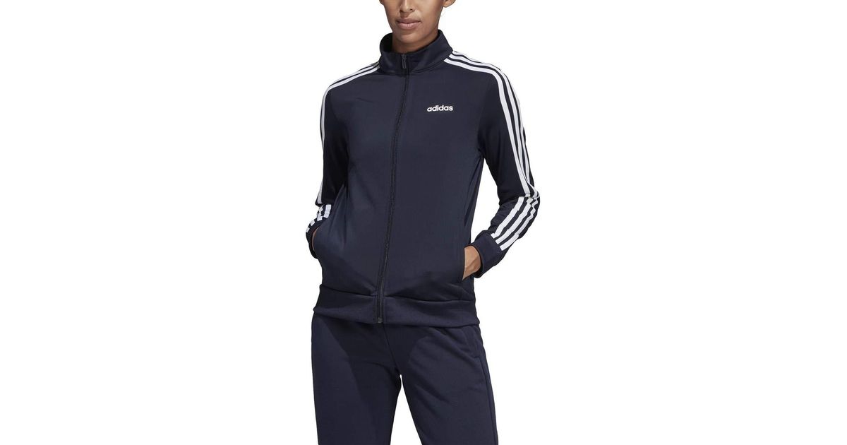 adidas 's Essentials 3-stripes Tricot Track Jacket in Blue | Lyst