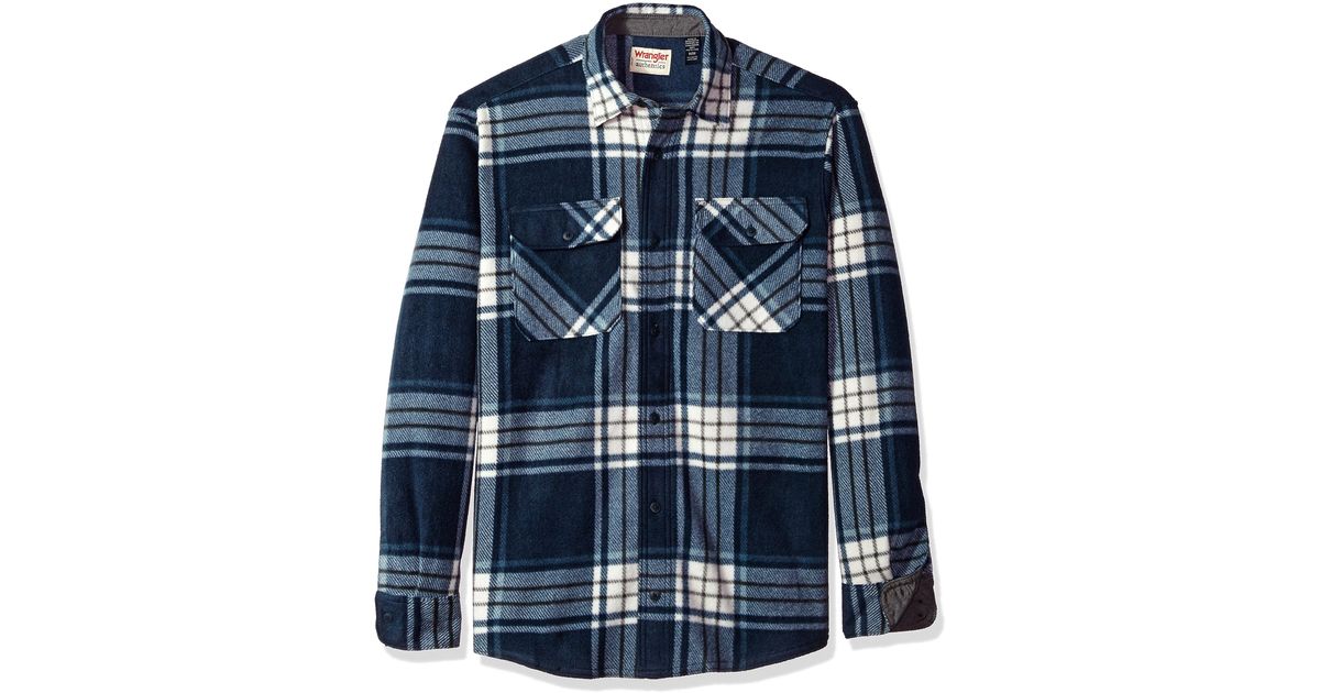 wrangler plaid fleece shirt