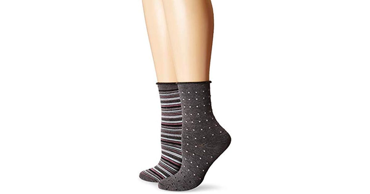 *NWT* COLUMBIA ~ 2 PR WOMENS NAVY STRIPED WOOL BLEND CREW SOCKS~ SIZE 4-10