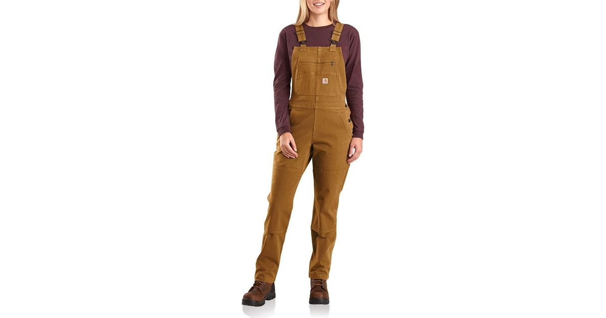 Carhartt womensRugged Flex Relaxed Fit Twill Bib Overall in Brown Lyst