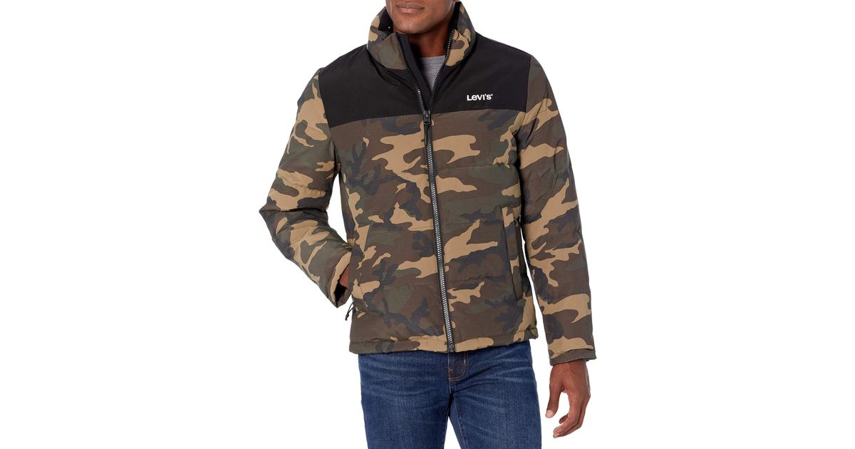 Levi's Synthetic Arctic Cloth Retro Bubble Puffer Jacket in Camo/Black (Black) for Men - Lyst
