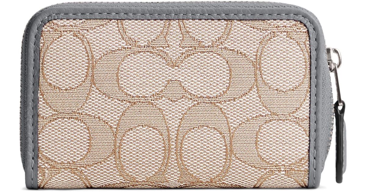 COACH Box Program Signature Jacquard Small Zip Around Card Case in