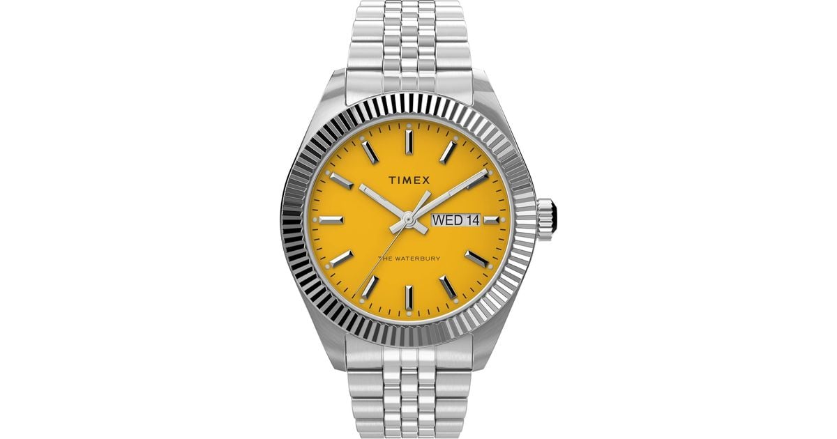 Timex Waterbury Legacy Day date 41mm Tw2v18000vq Quartz Watch In Silver timex-waterbury-legacy-day-date-41mm-tw2v18000vq-quartz-watch-in-silver