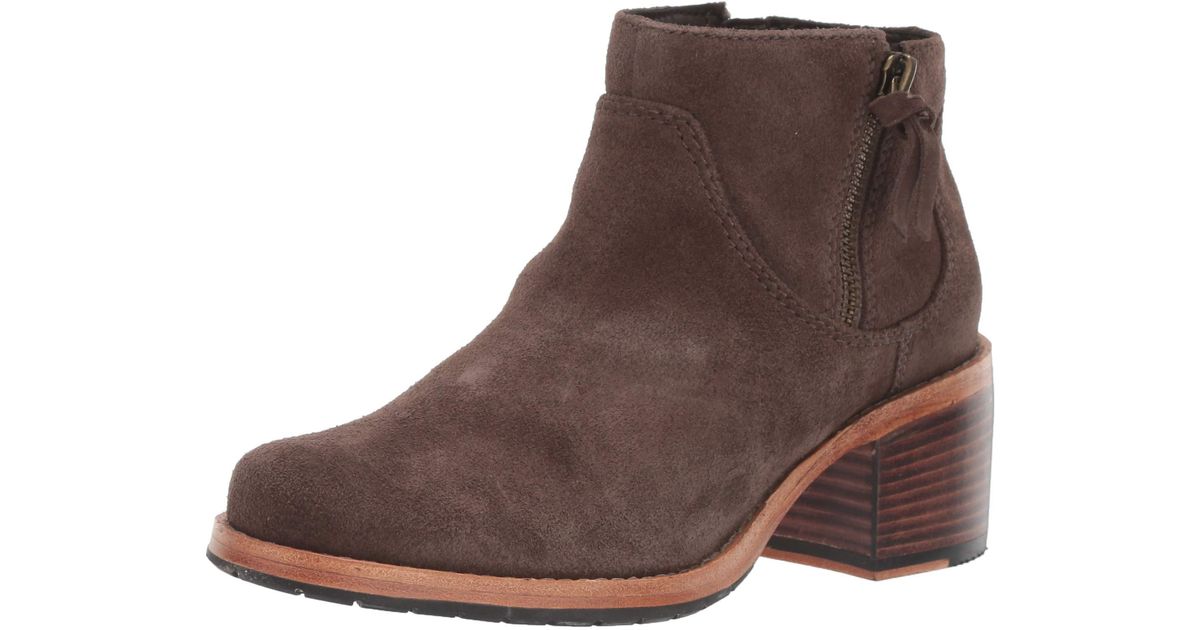 Clarks Leather Clarkdale Dawn Ankle Boot in Taupe Suede (Brown) - Save ...