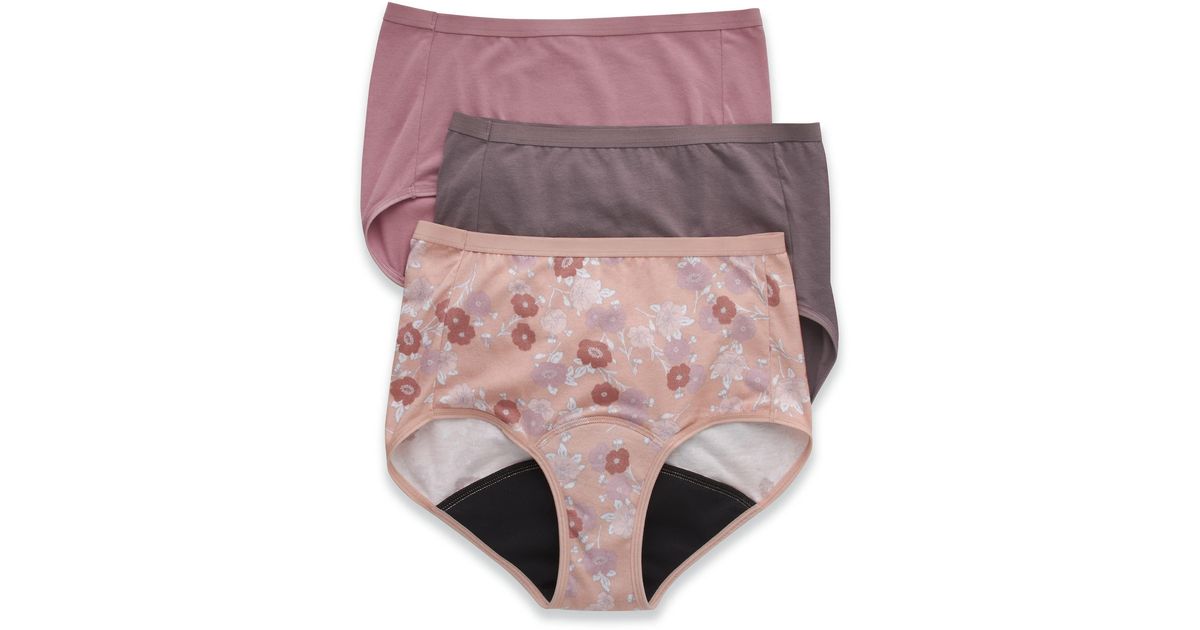 Hanes Cotton Fresh & Dry Light Period 3-pack Brief Underwear | Lyst