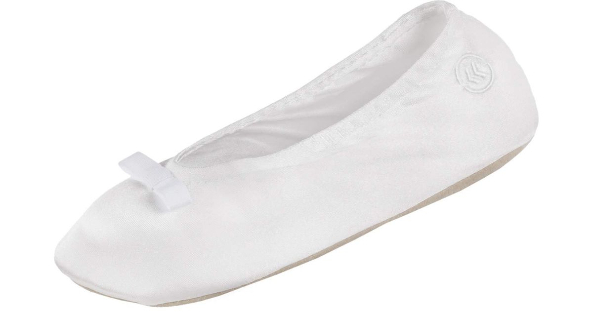 isotoner signature terry ballet flat slippers with satin bow