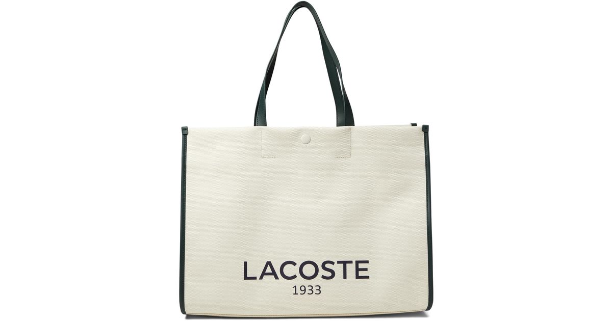 Lacoste Heritage Canvas Large Shopping Bag in White Lyst