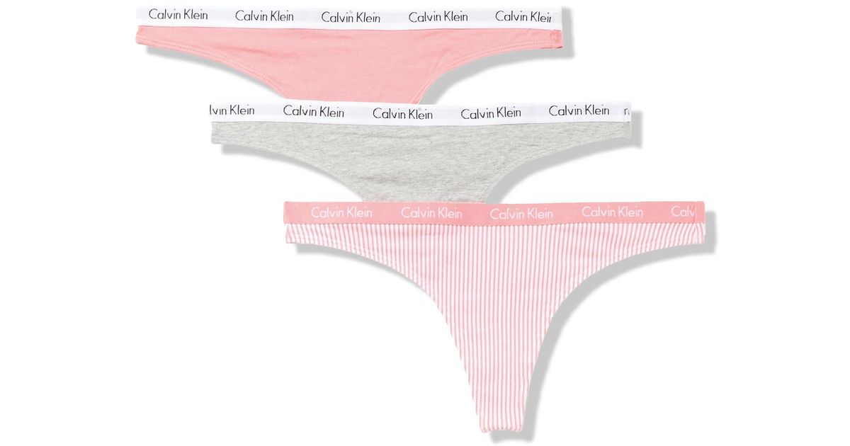 Calvin Klein Carousel Logo Cotton Stretch Thong Panties in Pink | Lyst