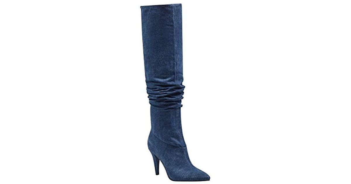 Guess Nidia Slouchy Denim Boots in Blue 