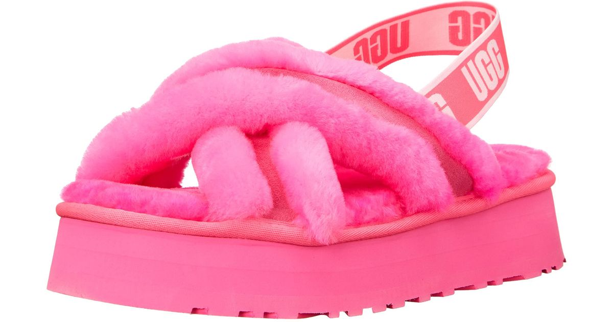 UGG Suede Disco Cross Slide Slipper in Pink - Lyst