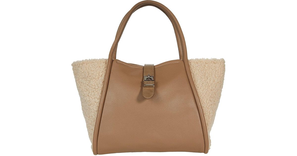 Anne Klein Synthetic Lock Tote in Natural - Lyst