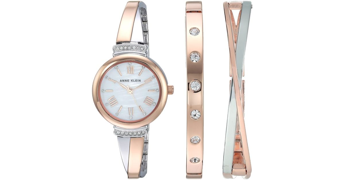 Anne Klein Ak/2245rtst Premium Crystal Accented Rose Gold-tone And 