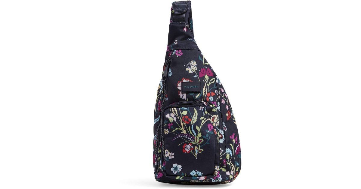 Vera Bradley Recycled Lighten Up Reactive Mini Sling Backpack in Black
