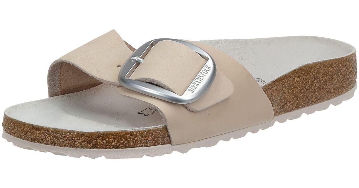 Birkenstock Mules Madrid Big Buckle Cuir Nubuck Light Rose Sandal in