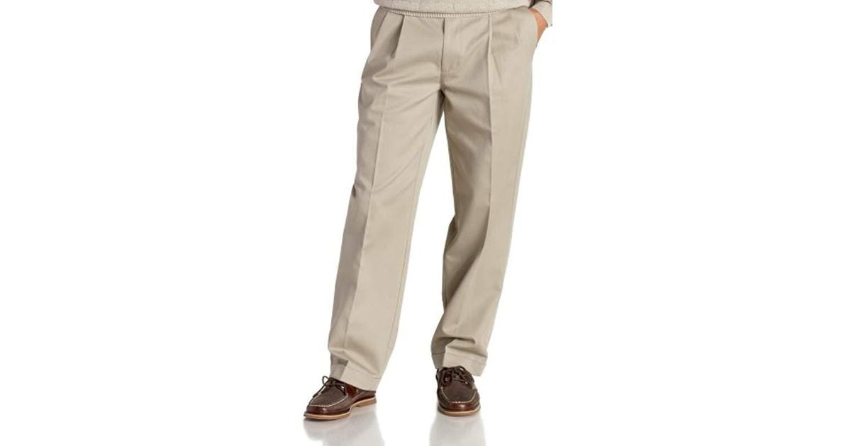 Izod Cotton Big And Tall American Chino Double Pleated Pant in Khaki ...