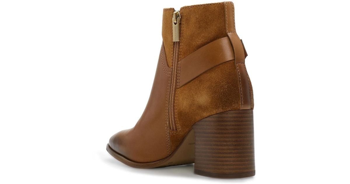 Vince Camuto Evelanna Stacked Heel Bootie Ankle Boot In Brown Lyst 2045