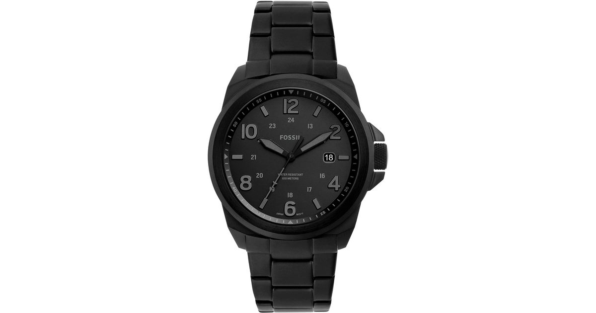 Fossil Bronson Quartz Stainless Steel Threehand Watch in Black for Men