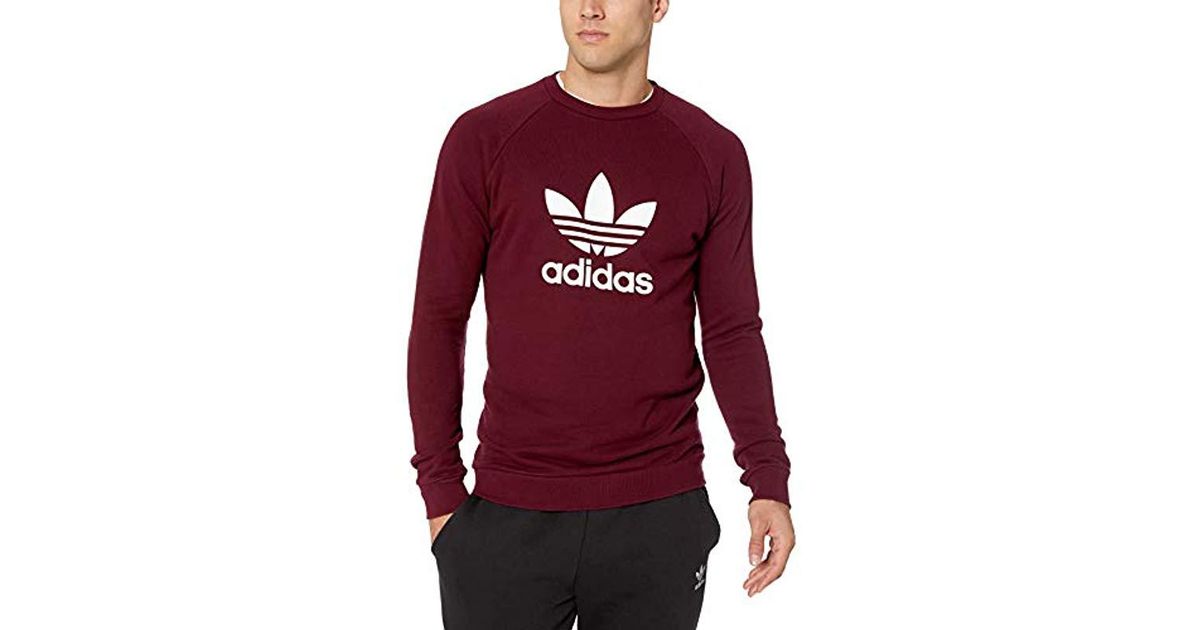 adidas trefoil crew maroon