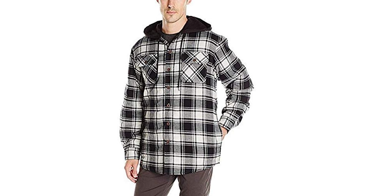 wrangler authentics men's long sleeve quilted lined flannel jacket with hood