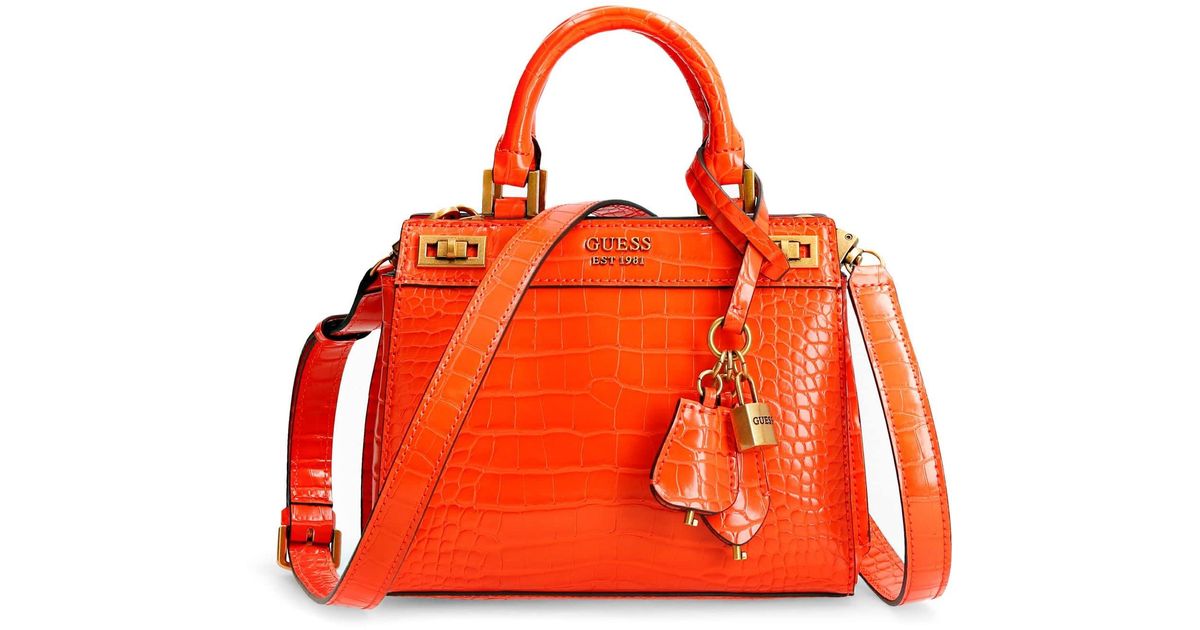 Katey Croc Mini Maimie Satchel Flame di Guess in Rosso | Lyst