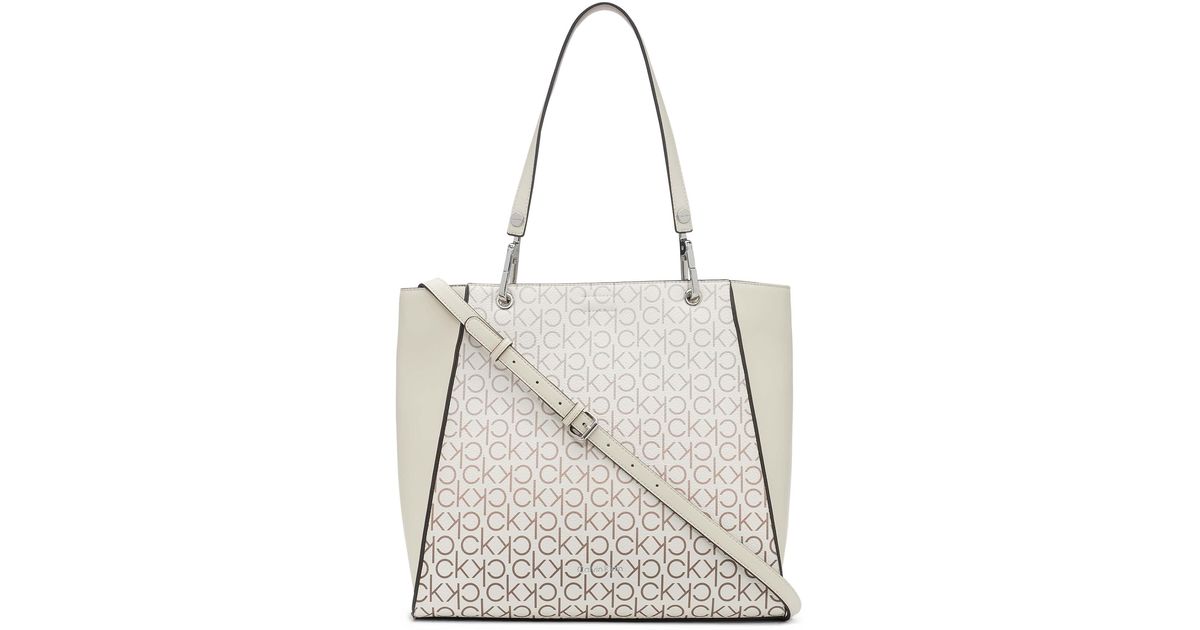 Calvin Klein Leather Reyna North/south Tote in White | Lyst